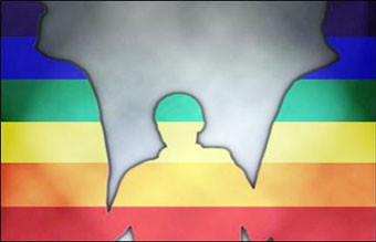Gay: Murale con i colori della bandiera della pace.