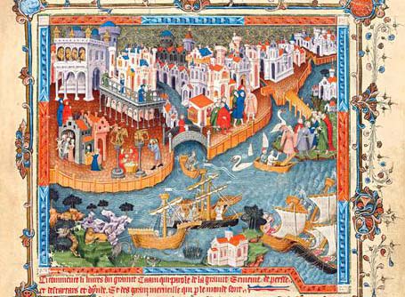 Una pagina de 'Il romanzo di Alessandro Magno e i viaggi di Marco Polo', contenuti in uno dei codici miniati più famosi con la descrizione della Via della seta.