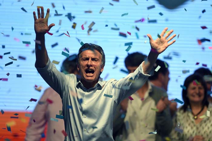 Mauricio Macri in una foto d'archivio quando fu eletto presidente dell'Argentina