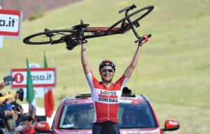 Tim Wellens of team Lotto Soudal wins the sixth stage of the Giro d'Italia 2016, Ponte to Roccaraso, Italy, 12 May 2016 ANSA/LUCA ZENNARO