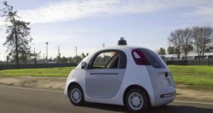 A handout video frame grab made available by Google on 26 June 2015 shows the Google self-driving car on the streets of Mountain View, California, USA. According to Google, the top speed of the test vehicle is 25 miles per hour (40 KmH) and they are equipped with steering wheel, accelerator and brake pedal.  EPA/GOOGLE 