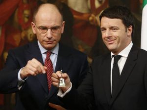 Letta e Renzi, passaggio delle consegne