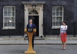 British Prime Minister David Cameron, next to his wife Samantha (R), announces his resignation after losing the vote in the EU Referendum outside No. 10 Downing Street in London, Britain, 24 June 2016. EPA/FACUNDO ARRIZABALAGA