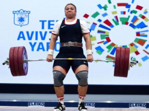 Tatiana Kashirina of Russia competes in the women's 75 kg category final at the Weightlifting European Championships in Tel Aviv, Israel, 12 April 2014.  EPA/JIM HOLLANDER