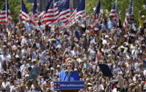 U.S. Democratic presidential candidate Hillary Clinton delivers her "official launch speech" at a campaign kick off rally in Franklin D. Roosevelt Four Freedoms Park on Roosevelt Island in New York City, June 13, 2015.  REUTERS/Brendan McDermid  - RTX1GD6P