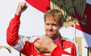 German Formula One driver Sebastian Vettel of Scuderia Ferrari celebrates after winning the Formula One Grand Prix of Hungary at the Hungaroring race track in Mogyorod near Budapest, Hungary, 26 July 2015.  EPA/SRDJAN SUKI