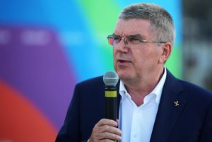 President of Olympic International Committee Thomas Bach speaks during a visit to the park Luiz Paulo Conde, in the Guanabara bay where the Olympic torch will remain during the olympic games, in Rio de Janeiro, Brazil, 27 July 2016.  EPA/Fernando Maia