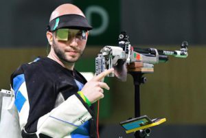 Italy's Niccolo' Campriani competes in the 10m Air Rifle Men's final of the Rio 2016 Olympic Games Shooting events at the Olympic Shooting Centre in Rio de Janeiro, Brazil, 08 August 2016.   ANSA/ETTORE FERRARI