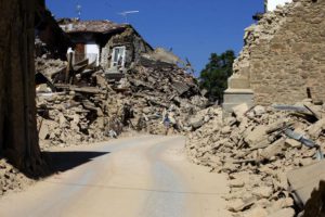 Houses destroyed by the devastating 24 August earthquake near the Lazio mountain village of Amatrice, central Italy, 28 August 2016.  ANSA/MASSIMO PERCOSSI