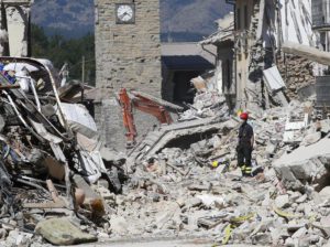 Firefighters clear rubble in Amatrice, central Italy, Monday, Aug. 29, 2016 where a 6.1 earthquake struck just after 3:30 a.m., Wednesday.(ANSA/AP Photo/Antonio Calanni) 