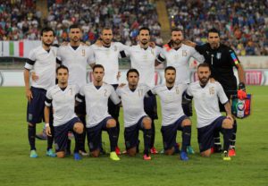 Italy's players before the start of the friendly match between Italy and France at San Nicola Stadium in Bari, 1 September 2016. ANSA/ TONY VECE