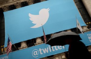 A banner with the logo of Twitter is set on the front of the New York Stock Exchange (NYSE) on November 7, 2013 in New York.  EMMANUEL DUNAND/AFP/Getty Images)