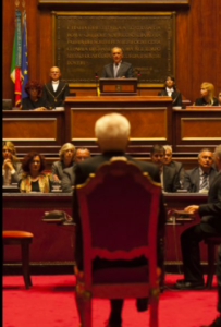 Piero Grasso ricorda durante una commemorazione solenne nell'Aula del Senato il Presidente emerito della Repubblica Carlo Azeglio Ciampi morto a settembre