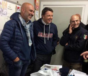 Renzi con il sindaco di Amatrice Sergio Pirozzi e Curcio
