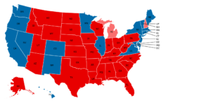 In rosso gli Stati vinti da Trump
