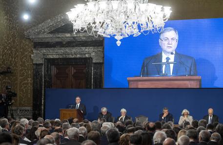 Il Governatore della Banca d'Italia, Ignazio Visco, durante la lettura delle considerazioni finali presso la sede centrale a Roma.