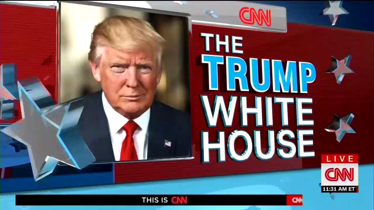 Una schermata con la faccia di Trump in una trasmissione di Cnn