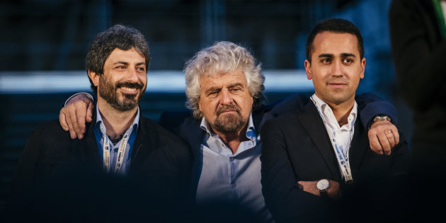 Roberto Fico, Beppe Grillo e Luigi Di Maio.