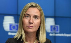 Primer Plano de Federica Mogherini, ministro degli esteri dell'Unione Europea