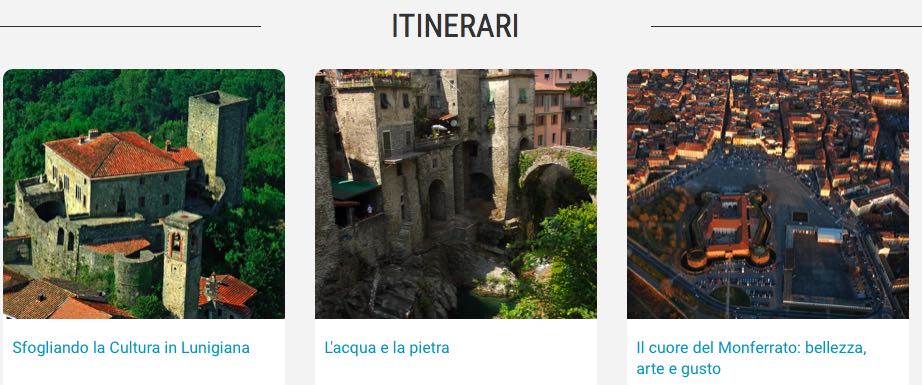 Tre foto di percorsi consigliati sul sito trameditalia.it nella Lunigiana.