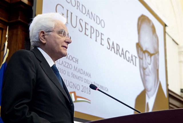 Il Presidente Sergio Mattarella in occasione della cerimonia in ricordo di Giuseppe Saragat, nel 30° anniversario della scomparsa