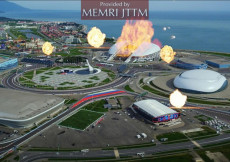 Una panoramica dello stadio di Sochi in fiamme