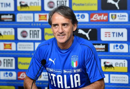 Roberto Mancini, ct dell'Italia, in conferenza stampa.