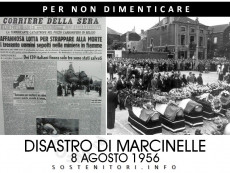 Disastro di Marcinelle: la pagina del Corriere della Sera e foto delle bare dei minatori italiani