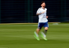 Lionel Messi in allenamento con l'Albiceleste. (foto in movimento)