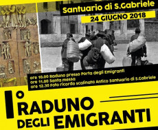 Poster del Raduno degli emigranti a santuario di San Gabriele.