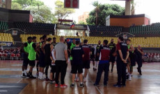 La Vinnotinto di pallacanestro durante un allenamento.