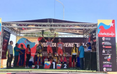 Il podio della tappa odierna della Vuelta a Venezuela.