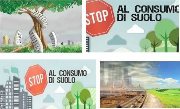Cartelloni pubblicitari per incentivare lo stop al consumo del suolo.