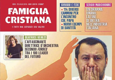 La copertina di Famiglia Cristiana con la frase "Vade retro Salvini" e una sua foto