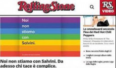 Il sito di Rolling Stone con una bandiera multicolore della pace e la scritta "Noi non stiamo con Salvini"