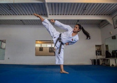 La karateca venezuelana Amada durante un allenamento