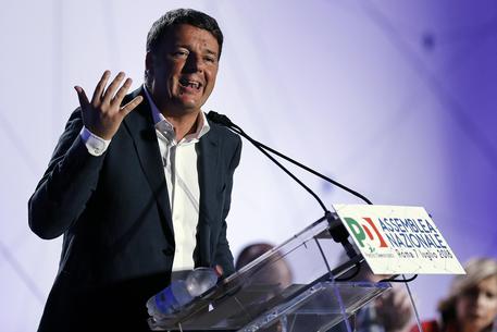 Matteo Renzi durante il suo intervento all'Assemblea Nazionale del Partito Democratico. Pd