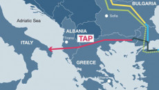 Una cartina geografica che illustra il percorso della TAP dal Mar Nero alla Puglia.