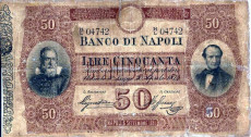 Una vecchia banconota emessa dal Banco di Napoli
