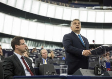 Il premier ungherese Viktor Orban al Parlamento Europeo. Archivio.