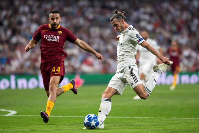 Gareth Bale nell'azione del secondo gol del Real Madrid contro la Roma.