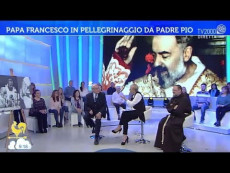 Un fermo immagine della trasmissione su Tv2000 del programma in occasione delle celebrazioni per cinquantesimo della morte di San Pio di Petralcina