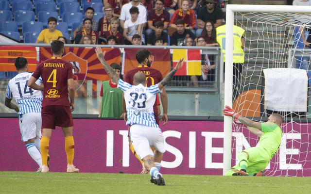 Kevin Bonifazi dopo il gl del 0-2 gol della Spal contro la Roma.