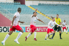 I giocatori del Caracas esultano dopo il gol del vantaggio