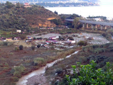 Il fiume Milicia e il pianoro dove è straripato causando la morte di 9 persone che si trovavano in una villetta, a Casteldaccia (Palermo). Maltempo