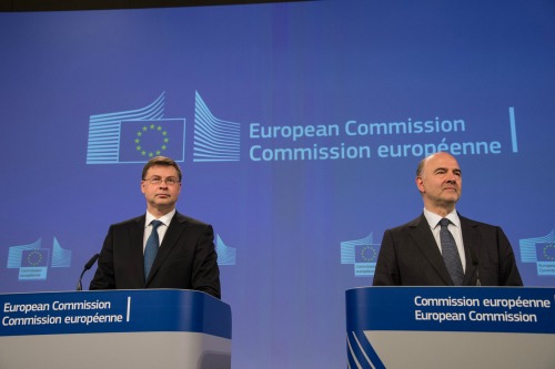 Valdis Dombrovskis e Pierre Moscovici. Ue
