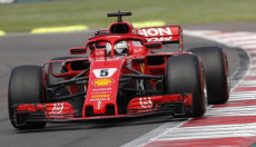 Sebastian Vettel in azione con la Ferrari
