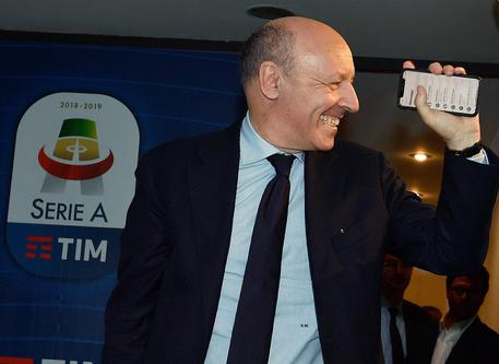 Giuseppe Marotta, all'arrivo nella sede della Lega Calcio per un'assemblea.