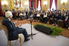Il presidente della Repubblica, Sergio Mattarella, in occasione dell'incontro con alcune scolaresche delle Scuole Secondarie di I grado, Roma.