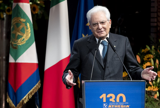 Il Presidente Sergio Mattarella in occasione della cerimonia per i 130 anni dalla fondazione del Gruppo Athesia.